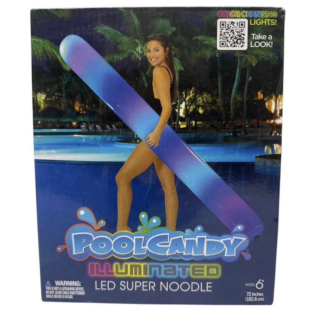 PoolCandy Illuminated LED Super Pool Noodle 72" Color Changing Lights NEW